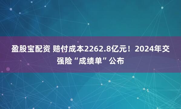 盈股宝配资 赔付成本2262.8亿元！2024年交强险“成绩单”公布